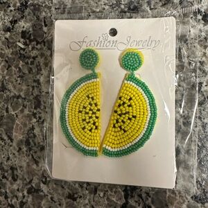 Fashion Jewelry Citrus Slice Boho Beaded Earrings in Yellow and Green​